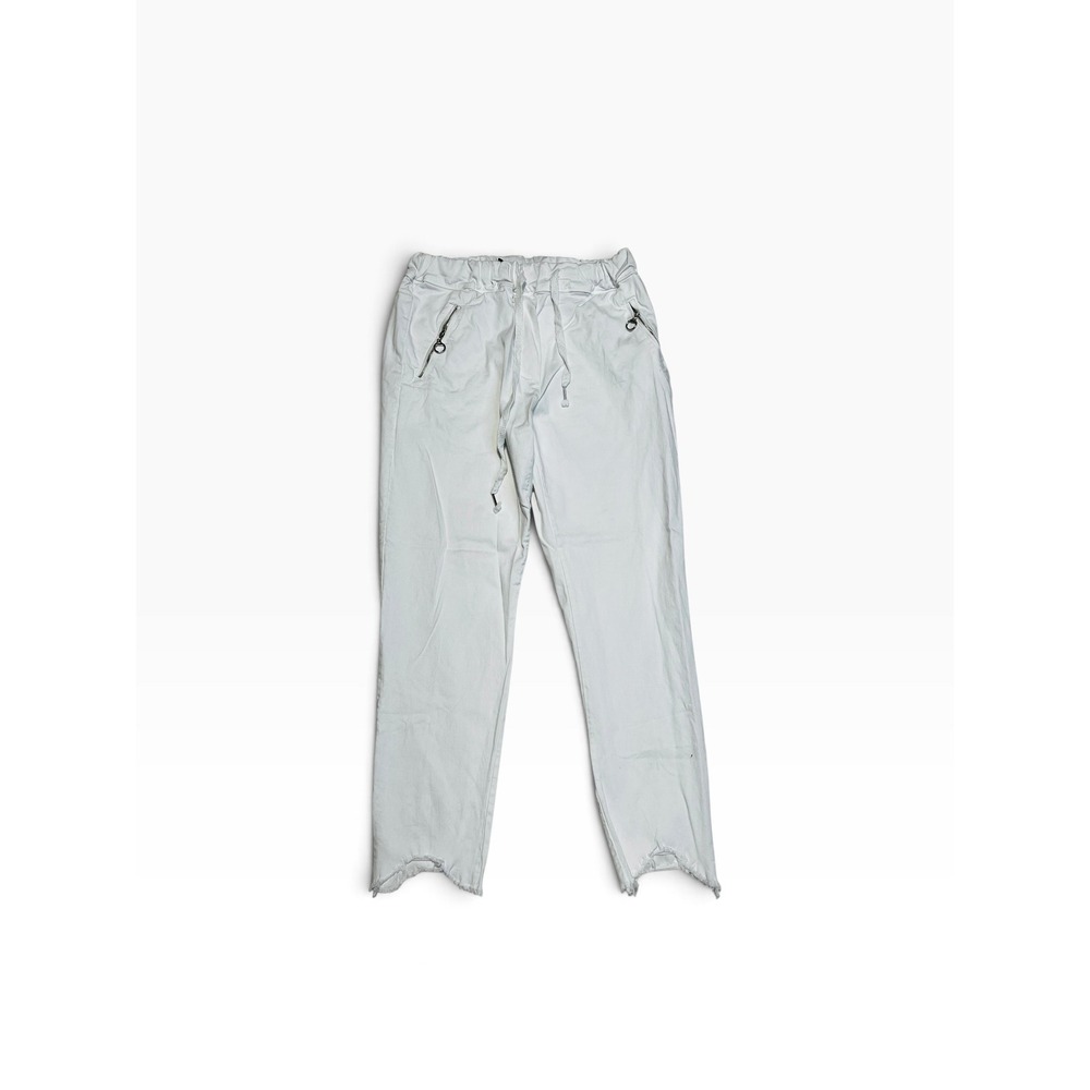 Venti6 Jogger Pants Women L White Excellent Lyocell Frayed Hem Made in Italy